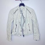 Free People Follow The Flock Jacquard Moto Jacket Size 8 Photo 2