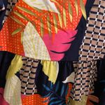 Boutique Vibrant Tiered Mini Dress Tropical Prints V Neck Flowy Medium Multiple Photo 4