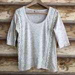 Daytrip  multicolor speckled cream space dye crochet trim top M Photo 1