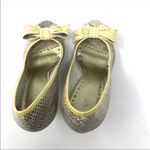 BCBGirls  yellow snake patent leather bow peep toe heels 7.5 Photo 5