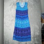 R&K Originals Dress Women 10 Blue Geometric Stripe Midi Dress Vacation Colorful Photo 1