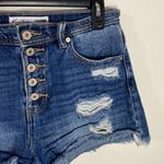 New Kancan for Maurices High Rise Ripped Button Fly 3.5” Short size 24 Blue Photo 4