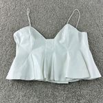 ZARA NWT  White Peplum Cami Top L Spaghetti Strap Sleeveless Pleated Peasant Boho Photo 4
