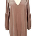 Madewell  Velvet V-Neck Balloon Sleeve Dress Blush Mauve Size Medium Photo 0