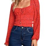 Free People EUC  Lolita Red Floral Top Size Small Photo 1