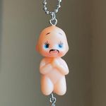 Handmade Japanese kewpie doll funky kawaii y2k grunge style stainless steel ball chain necklace👼🌟 Photo 0
