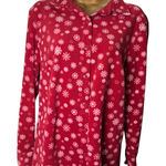 Riders By Lee Button Front Fleece Snowflake Print Red M Photo 0