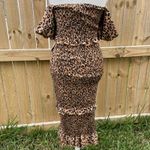 Little Mistress OUTRAGEOUS FORTUNE MATERNITY OFF SHOULDER SHIRRED FRILL HEM MIDI DRESS Photo 3