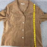 Allison Daley Petite Women's Tan Embroidered Button Front Corduroy Jacket Medium Photo 9
