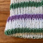 white green purple hand knit ribbed fisherman style beanie Photo 2