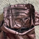 ZARA Voluminous Flower Rosette Bronze Metallic Strapless Mini Dress Size Small Photo 7