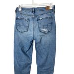 American Eagle Slim Straight Jeans Distressed Ripped Raw Hem Size 12 Blue Photo 5