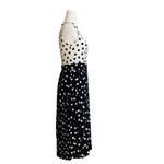 ZARA Dress Black White Ivory Contrast Polka Dots Sleeveless Pleated Midi Small Photo 3