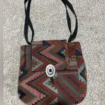 Bohemian Red and Brown Zigzag Shoulder Bag Photo 2