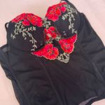 Victoria's Secret  Black and Red Floral Corset Top Photo 1