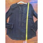 Gerard Darel  Womens Black Semi Sheer Long-Sleeve Blouse Shirt Top Size 36 Silk Photo 6