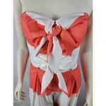 Must Haf Womens Jumpsuit Size M Orange White Striped Strapless Bow Front NEW Size M Photo 4