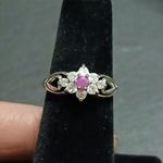 Silver 925 ruby center sapphire ring size 5 Red Photo 0