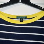 Lauren Ralph Lauren Striped Dress with Yellow Trim Sz Large Blue Photo 1