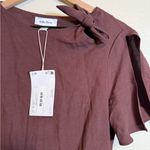 & Other Stories & Other Stories Knot-Detail Linen Blend Midi Dress in Dark Brown Photo 3