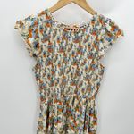 THML Cream Fruit Print Cap Sleeve Smocked Elastic Blouse Women's Size X-Small XS Photo 7