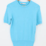 ZARA Womens Knit Short Sleeve Sweater Turquoise Minimalist Office Layer Size M Photo 0