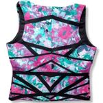 Bisou Bisou  pink black floral stretch bodycon top M Photo 1