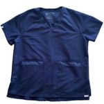 FIGS “Delmas” Navy Blue 2-Front Pockets Split Sides Scrub Top Size S Photo 1
