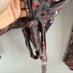 Free People  Fiona Print Top Surplice Statement Sleeve Blouse Shirt Medium Photo 7