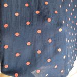 Splendid  NAVY BELL SLEEVE SPLIT NECK PINK POLKA DOT FLOWY POPOVER BLOUSE M Photo 6