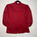 80s Vintage Burgundy Maroon Ruffle Peasant Boho Blouse Sz? Medium Red Photo 0