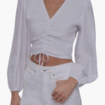 DKNY  Jeans Ruched Deep V-neck crop Top Photo 0