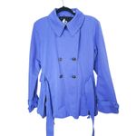 Vintage G.E.T Trench Coat Belted Rain Jacket Shell Purple Large Utility Gorpcore Blue Photo 3