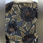 Morgan Taylor Vintage 1980s Morgan Taylor Evening 100% Silk Black Gold Beaded Sequins Dress 4 Photo 6