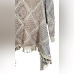 Orange Creek  Womens Sweater Small Ivory Gray Soft Knit Fringe Open Cardigan Photo 5