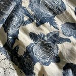 Free People Moon River Floral Peasant Top Blue Ivory Lace Oversized Photo 8