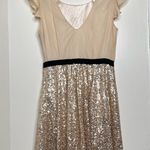 Forever 21 Gold Sequin Dress Size Large Light Beige Cream Color Feminine Flirty Photo 5