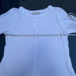 Loft  white cotton textured t-shirt puffy short sleeves stretchy Sz L Photo 4