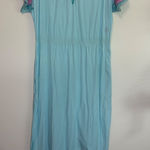 Silky Line Dress Medium Blue Pink Floral Crochet Rayon Swiss Dot Maxi Dress Photo 0