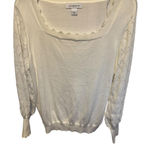 Liz Claiborne  Womens Cream Scallop Neck Pullover Sweater Holiday Work Size Large Photo 0