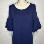 Lilly Pulitzer  LINDELL Sz Small Navy Viscose Stretch Shirt Dress Bubble Sleeves Photo 1