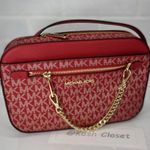 Michael Kors  Chili Jet Set Large Logo Chain Crossbody Bag Photo 0