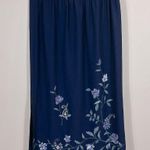 Alfred Dunner Vintage Navy Blue Floral Print Stretch Maxi Skirt Women Size 14 Photo 1