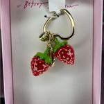 Betsey Johnson Strawberry keychain fob bag purse charm Photo 1