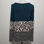 24 Seven by Maurices Kennedy Teal Leopard Stripe Colorblock Long Sleeve Top M Green Size M Photo 4