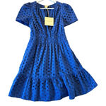 Cynthia Rowley NWT Somerset blue eyelet cap sleeve smocked waist dress small Photo 0