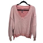 American Eagle Pink Waffle Knit V Neck Top Medium Oversized Seriously Lived In Photo 1