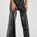 ZARA Gray Side Zip Crushed Velvet High Waisted Wide Leg Pants Size Small Photo 0