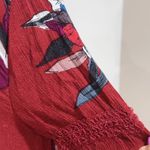 Free People  Tree Swing Burgundy Floral Print Keyhole Tunic Mini Dress Size XS Photo 6