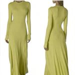 Enza Costa Long Sleeve Maxi Dress Womens Small Chartreuse Lime Ribbed Silk Blend Green Photo 4